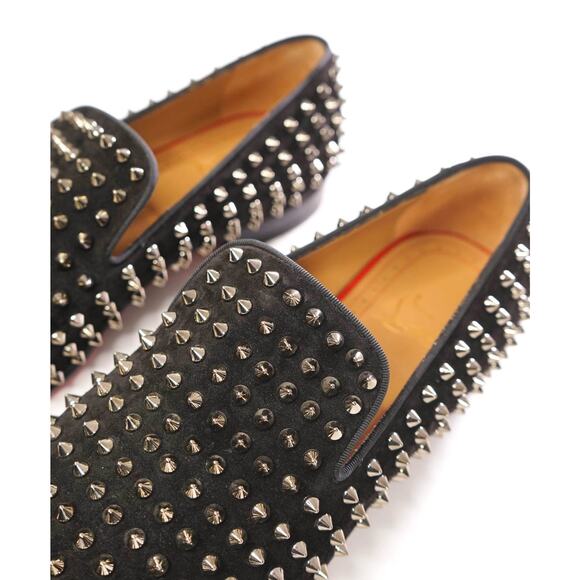 $1,395 LOUBOUTIN - Black Suede Dandelion Spikes Loafers - US 11.5 (44.5EU) main image 7